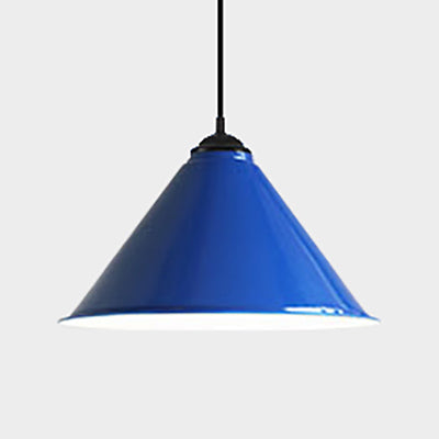 Retro Style Metal Cone Shade Ceiling Light Fixture Black/Gray/White 1-Light Hanging Lamp For Bedroom