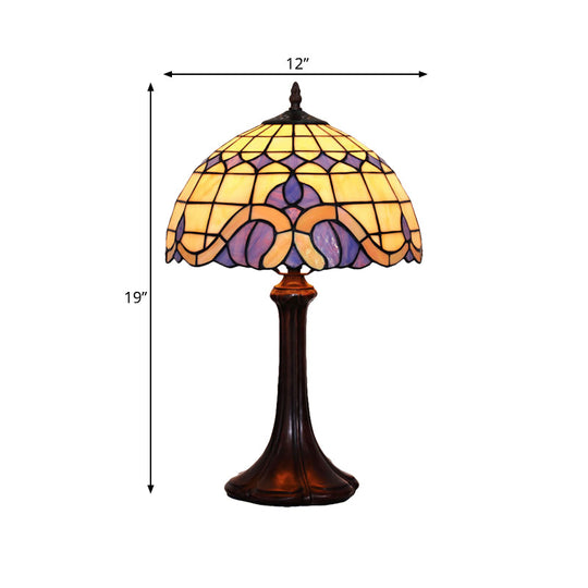 Tiffany Grid Patterned Stained Glass Bedside Night Light With Coffee Table Lighting