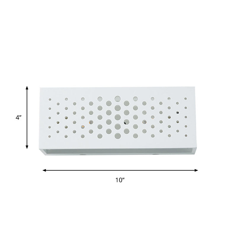 Laser Cut Minimalist Rectangle Box Wall Sconce: White Gypsum 1 Head Bedroom Light Fixture