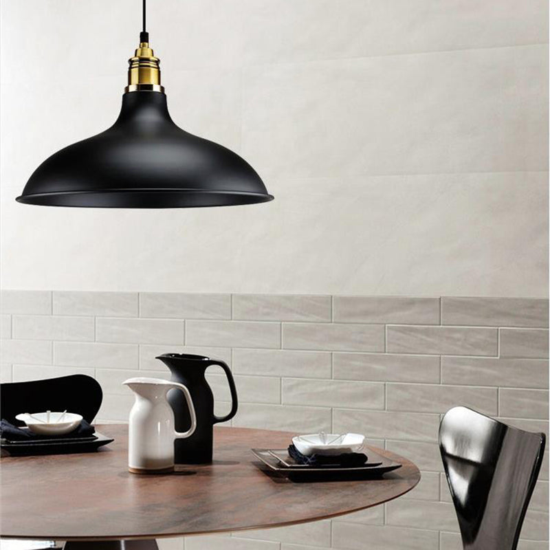 Modern Black Hanging Lamp With Bowl Shade - Adjustable Cord Loft Style Indoor Ceiling Light Fixture