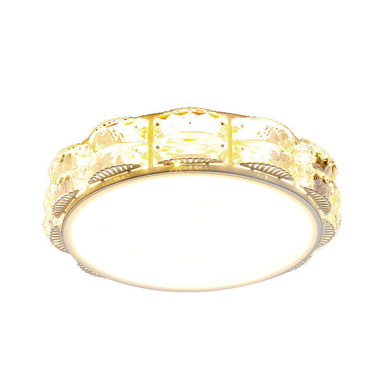 Led Crystal Ceiling Lamp: Simple Scalloped Design Integrated Flush Light Fixture (Black/White)