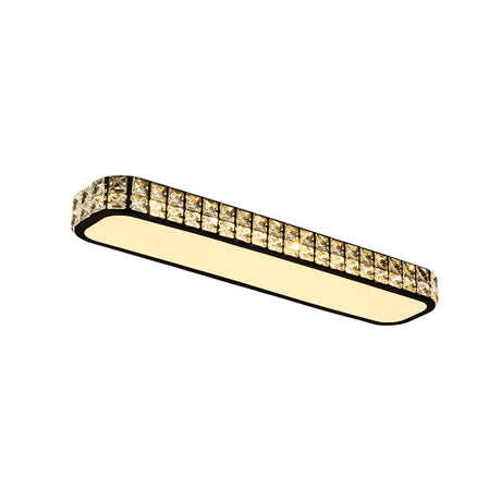 Modern Crystal-Encrusted Led Flush Mount Ceiling Lamp - 15/19/23 Long Black/White