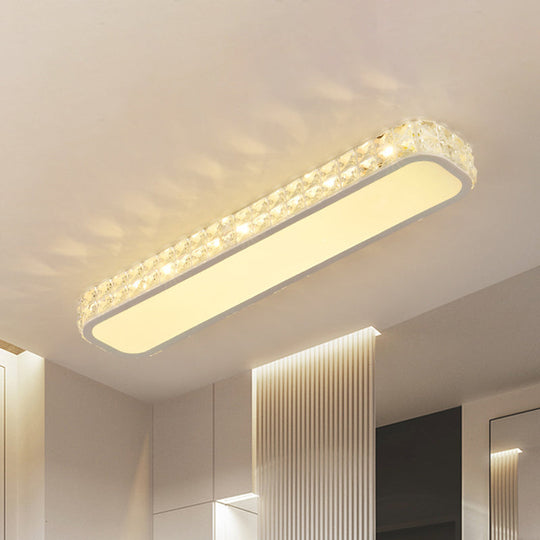 Modern Crystal - Encrusted Led Flush Mount Ceiling Lamp - 15’/19’/23’ Long Black/White White / 15’