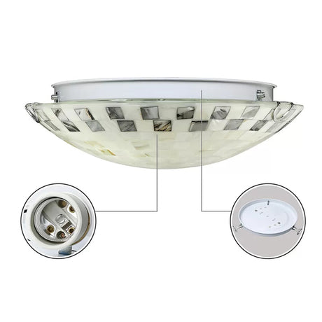 Tiffany 2-Light Shell Flush Mount Ceiling Light In Beige For Bedroom - 3 H X 12 D