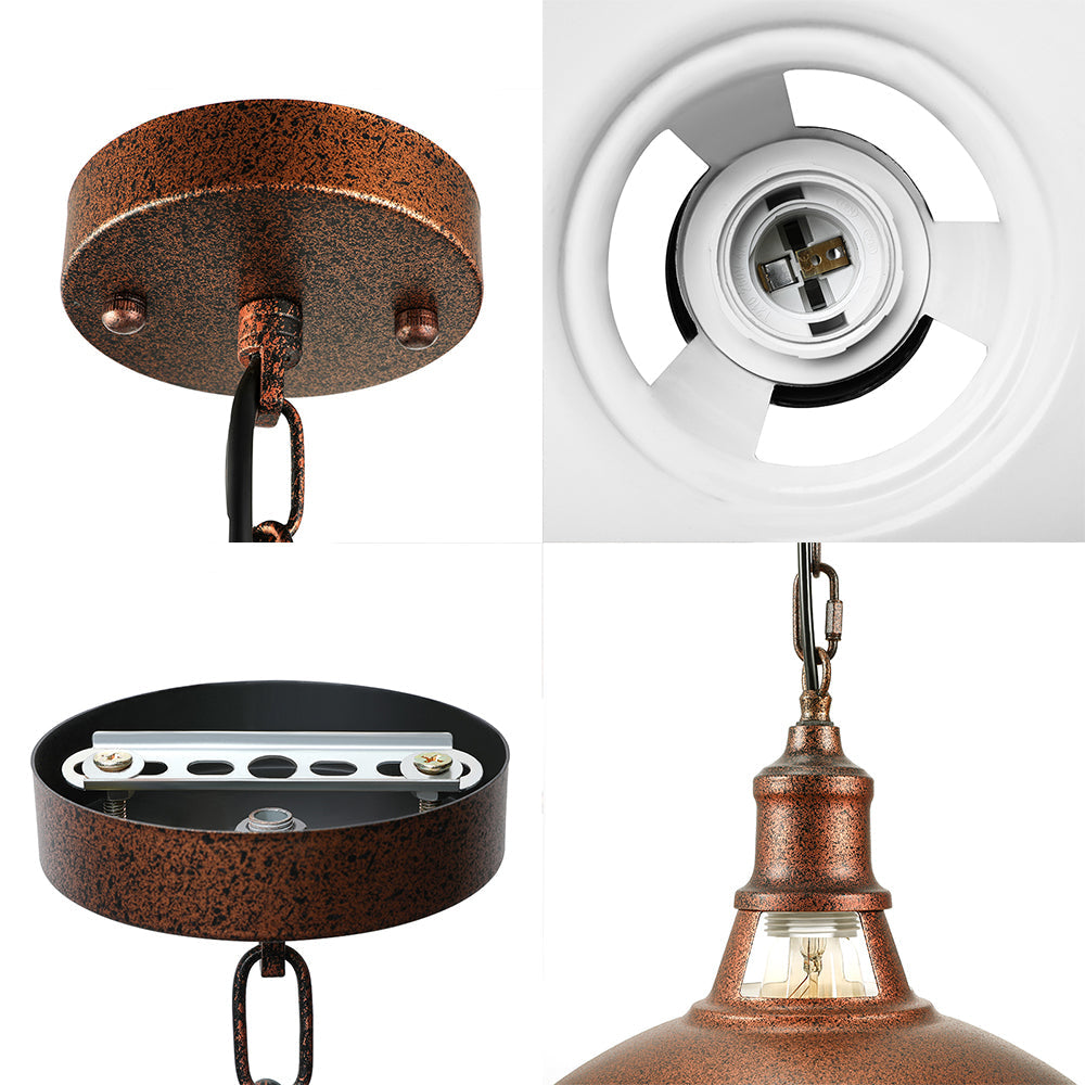 Vintage Rustic Barn Pendant Lighting 1-Light Iron Hanging Lamp For Kitchen - Stylish & Adjustable