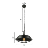 Industrial Wire Cage Pendant Light With Barn Shade - Black