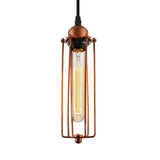 Vintage Style Dark Rust Tube Pendant Light With Wire Guard - Ideal For Kitchen Lighting