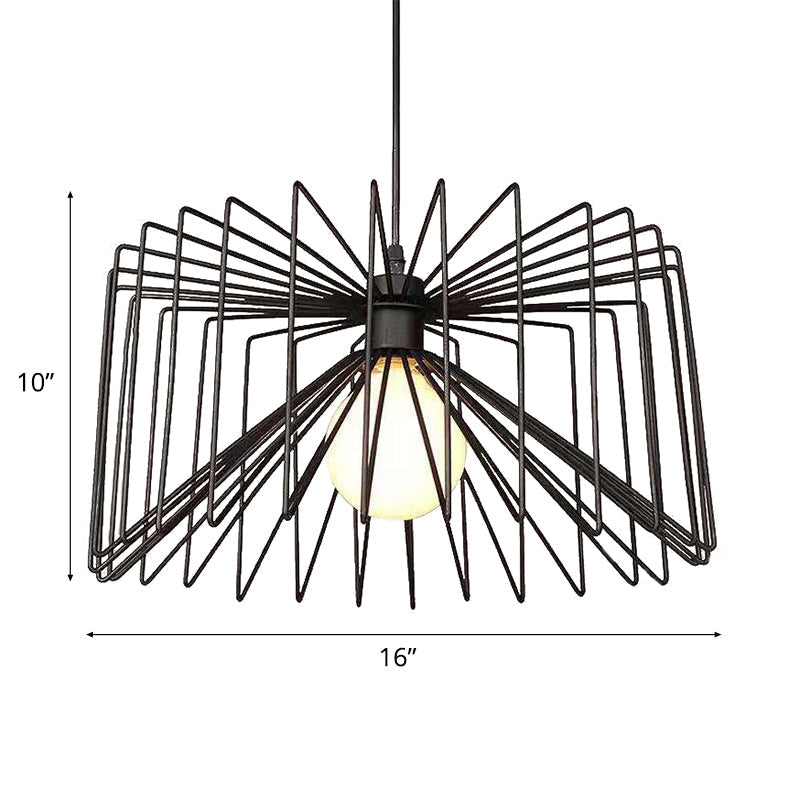 Retro Industrial Metal Cage Pendant Light - Black Hanging Lamp For Living Room