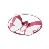 Kids Acrylic Led Butterfly Flush Mount Light With Glow Hoop In White/Pink/Blue