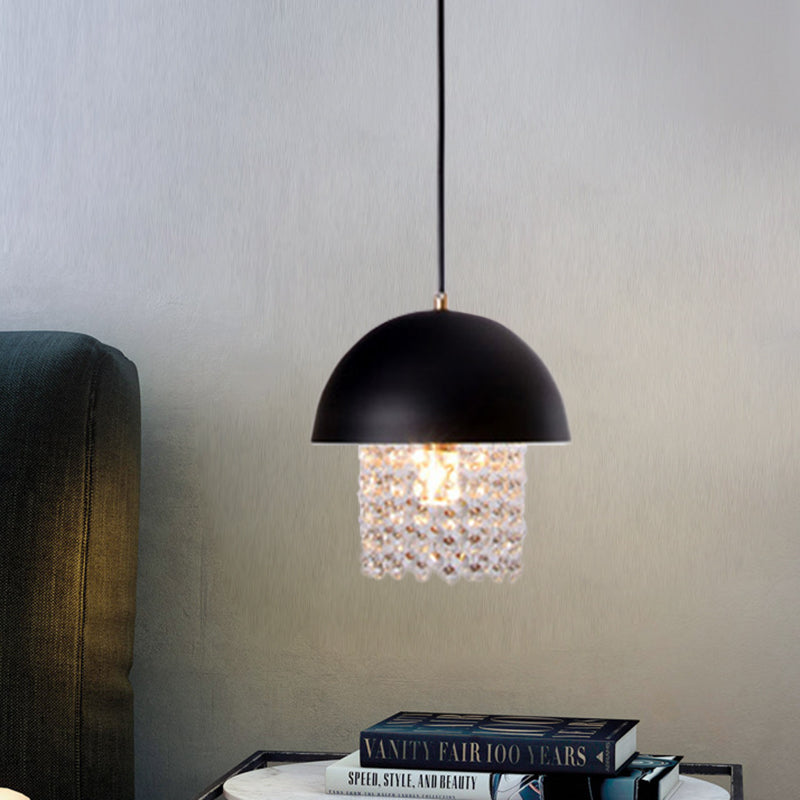 Black Onion Drop Pendant Nordic Metal Dining Table Lamp With Crystal Fringe