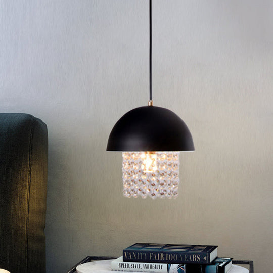 Black Onion Drop Pendant Nordic Metal Dining Table Lamp With Crystal Fringe