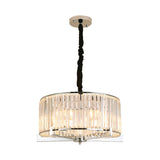 Drum Ceiling Chandelier - Modern 5/6-Head Crystal Suspension Light For Table