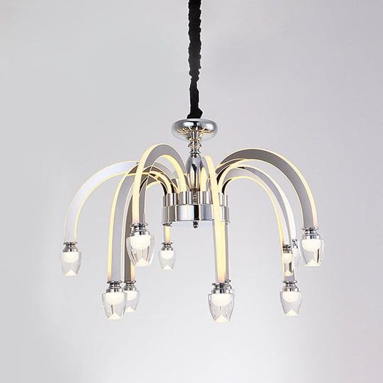 Stainless Steel Modern Drooping Chandelier For Dining Room - Led Hanging Light Kit