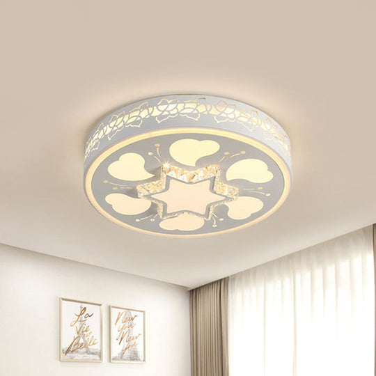 Modern Led Crystal Ceiling Light With Unique Side Design Star/Flower Flush Mount In White / Star