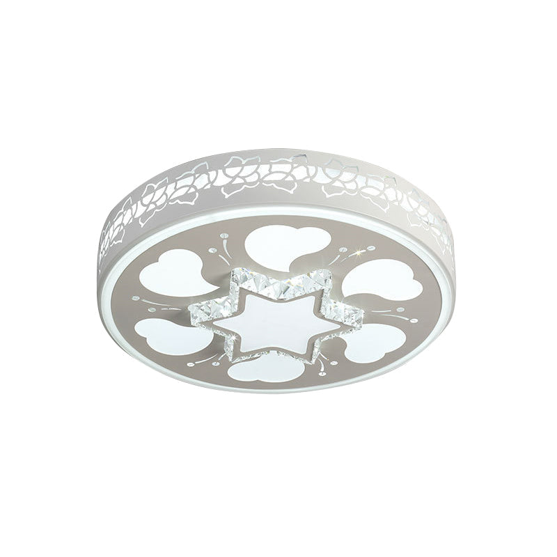 Modern Led Crystal Ceiling Light With Unique Side Design Star/Flower Flush Mount In White