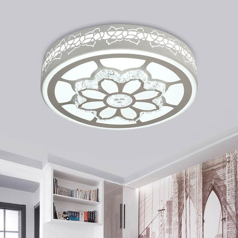 Modern Led Crystal Ceiling Light With Unique Side Design – Star/Flower Flush Mount In White / Flower
