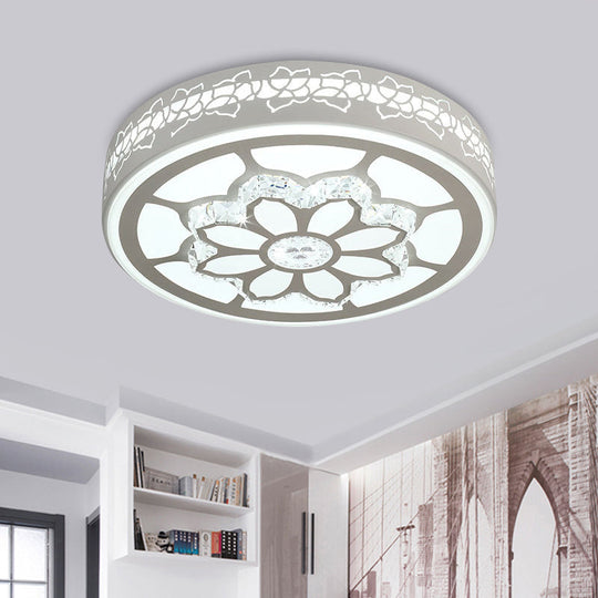 Modern Led Crystal Ceiling Light With Unique Side Design – Star/Flower Flush Mount In White / Flower