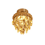 Modern Chrome Single-Bulb Crystal Ceiling Flush Mount Light