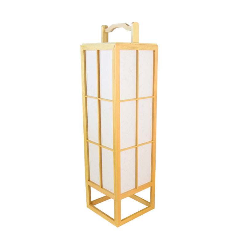 Japanese Style Beige Wooden Floor Lamp For Living Room - Food-Box Stand Light