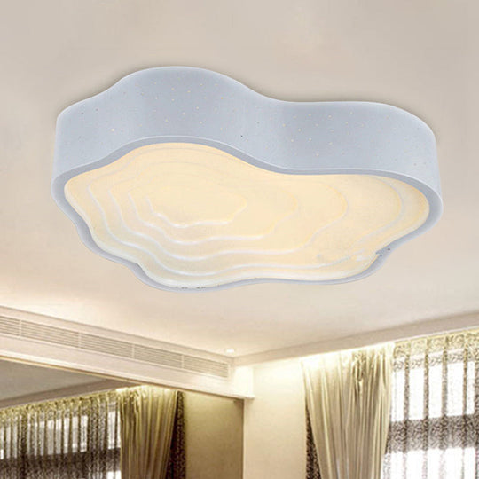 Modern Led Metal Ceiling Mounted Fixture With Cloud Shape In Warm/White Light For Bedroom White /
