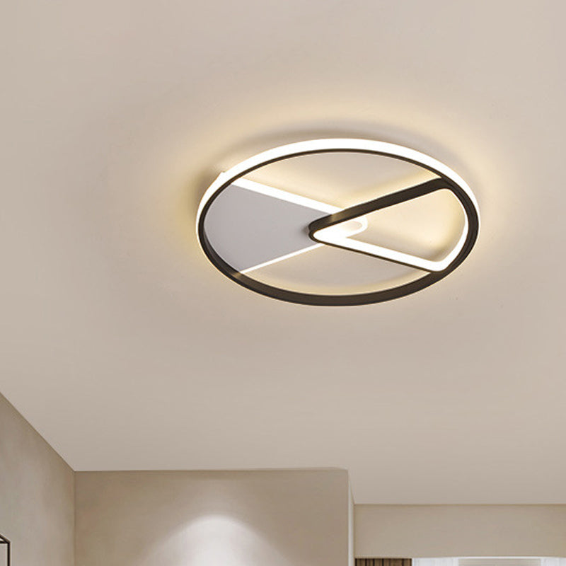 Modern Sector Frame Flushmount Led Bedroom Light - 16.5/20.5 Acrylic Black/White/Warm White Black /