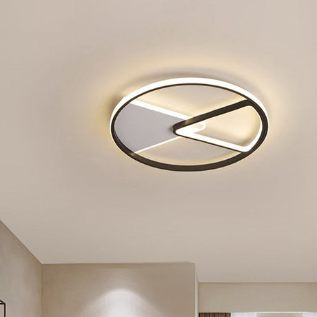 Modern Sector Frame Flushmount Led Bedroom Light - 16.5/20.5 Acrylic Black/White/Warm White Black /