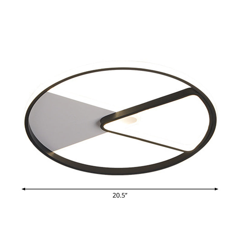 Modern Sector Frame Flushmount Led Bedroom Light - 16.5’/20.5’ Acrylic Black/White/Warm White