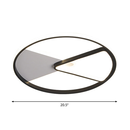 Modern Sector Frame Flushmount Led Bedroom Light - 16.5’/20.5’ Acrylic Black/White/Warm White