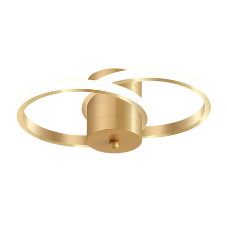 Modern Led Gold Flush Mount Ceiling Lamp - Acrylic Dual Loop Light Fixture For Corridor