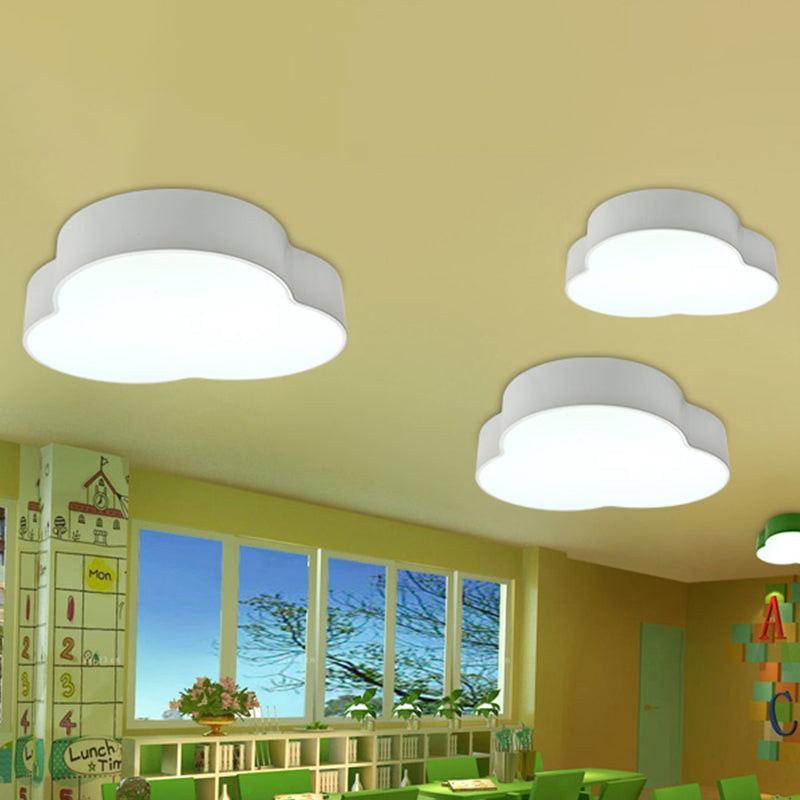 Nursery School Petals Flush Mount Lamp - Cartoon Acrylic Led Ceiling Light (White/Green)