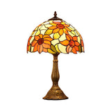 Tiffany Sunflowers Stained Glass Night Lamp With Bronze Finish - Hand-Cut Table Light