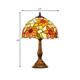Tiffany Sunflowers Stained Glass Night Lamp With Bronze Finish - Hand-Cut Table Light