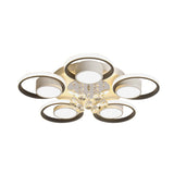 Modern Crystal Ball Circle Ceiling Lamp - 3/5 Lights Flush Mount For Bedroom In Black & White