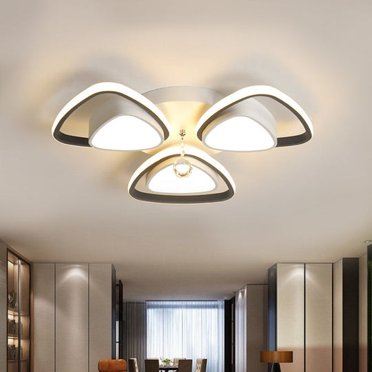 Minimalist Triangle Flush Mount Crystal Ball Ceiling Light In Black And White - 3/5 Bulb Option 3 /