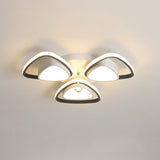 Minimalist Triangle Flush Mount Crystal Ball Ceiling Light In Black And White - 3/5 Bulb Option