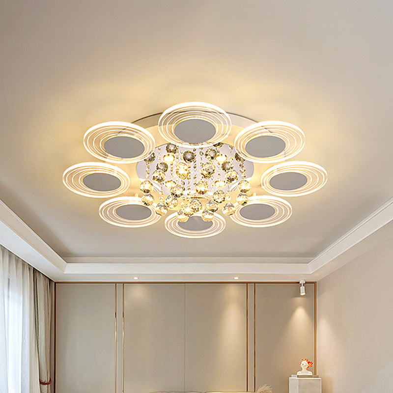 Contemporary Led Crystal Ball Flushmount Ceiling Lamp Wide 25.5’/31.5’ - Perfect For Living