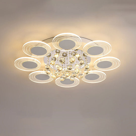 Contemporary Led Crystal Ball Flushmount Ceiling Lamp Wide 25.5/31.5 - Perfect For Living Room