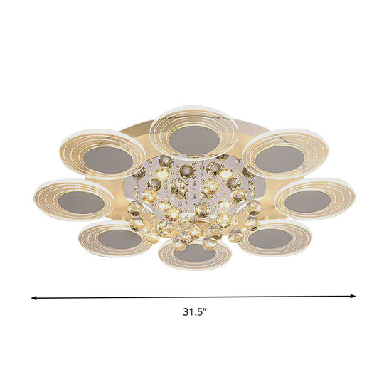 Contemporary Led Crystal Ball Flushmount Ceiling Lamp Wide 25.5’/31.5’ - Perfect For Living Room