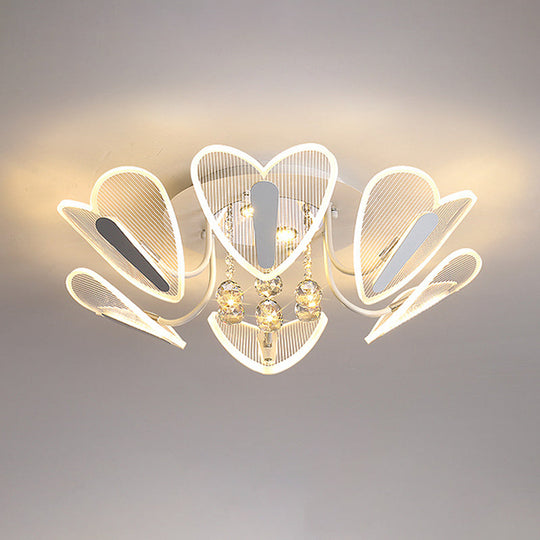 Contemporary Led Heart Crystal Ball Flush Mount Light - 25.5’/31.5’ Width