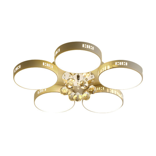 Contemporary Led Flush Mount Ceiling Lamp In White - 22’/31.5’ Circular Crystal Orb Design For