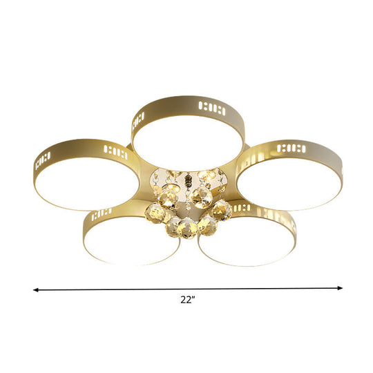 Contemporary Led Flush Mount Ceiling Lamp In White - 22/31.5 Circular Crystal Orb Design For