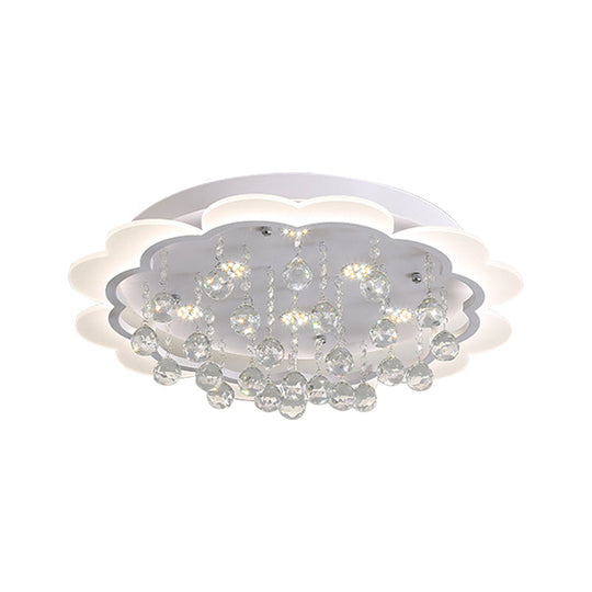 Bloom Led Ceiling Light With Crystal Ball White Acrylic Flush Mount - 22/25.5 Width