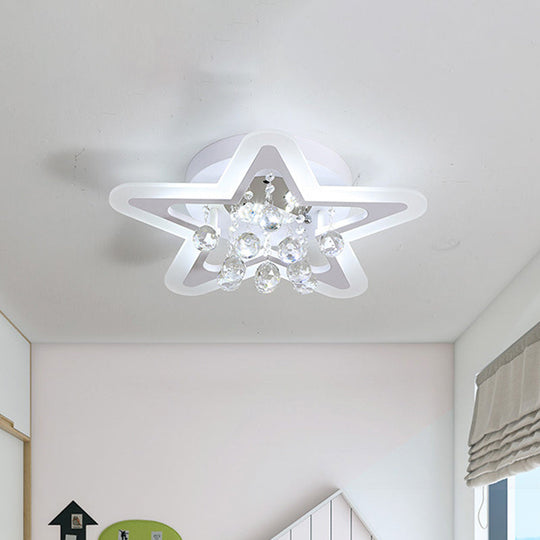 Minimalist Led Star Ceiling Light Fixture White Acrylic Flushmount Crystal Sphere 16’/19.5’ Wide