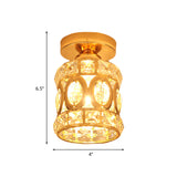 Modern Gold Crystal Flush Light For Corridors - Recessed 1-Light Mount