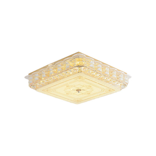 Contemporary Crystal Led Ceiling Lamp With Gold Flush Mount For Bedroom