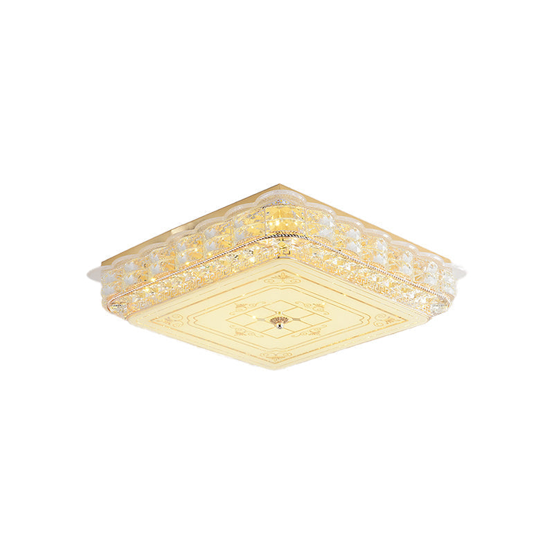 Contemporary Crystal Led Ceiling Lamp With Gold Flush Mount For Bedroom