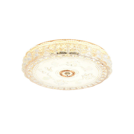 Contemporary Crystal Led Ceiling Lamp With Gold Flush Mount For Bedroom