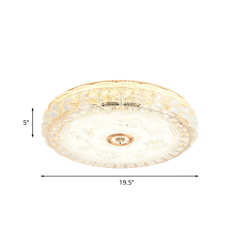 Contemporary Crystal Led Ceiling Lamp With Gold Flush Mount For Bedroom