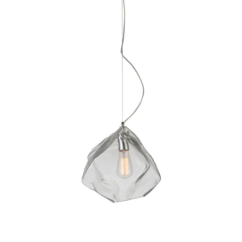 Modern Clear Glass Stone-Shaped Suspension Light