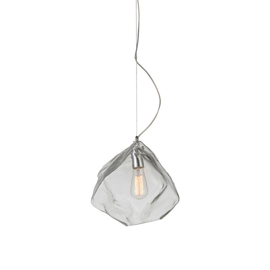 Modern Clear Glass Stone-Shaped Suspension Light